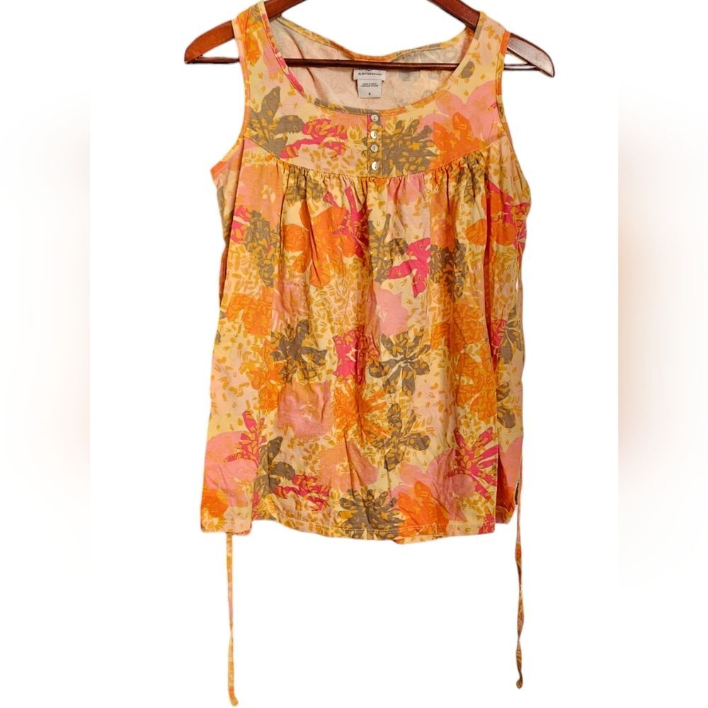 Oh Baby by Motherhood Maternity Tank S Small Y2K Style Orange Yellow Pink Floral